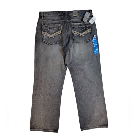 T.K. Axel Black Rock Relaxed Straight Mens Premium Jeans Size 38/32 Bikercore - Picture 1 of 8